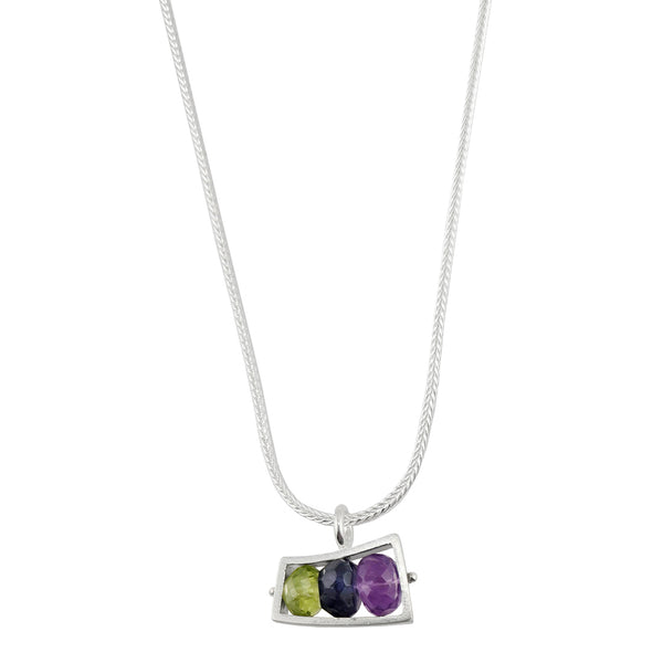 Ashka Dymel Sliding Gemstone Wedge Pendant Necklace