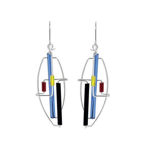 Barbie Levy Abstract Colorful Oval Earrings