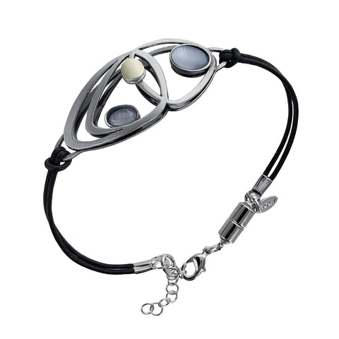 Christophe Poly Breezy Silver Purple Leather Bracelet