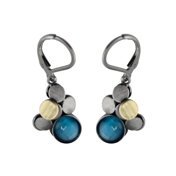 Christophe Poly Cascading Disc Clusters With Blue Earrings