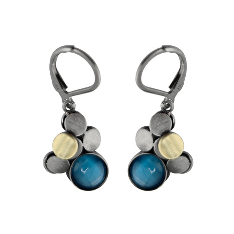 Christophe Poly Cascading Disc Clusters With Blue Earrings
