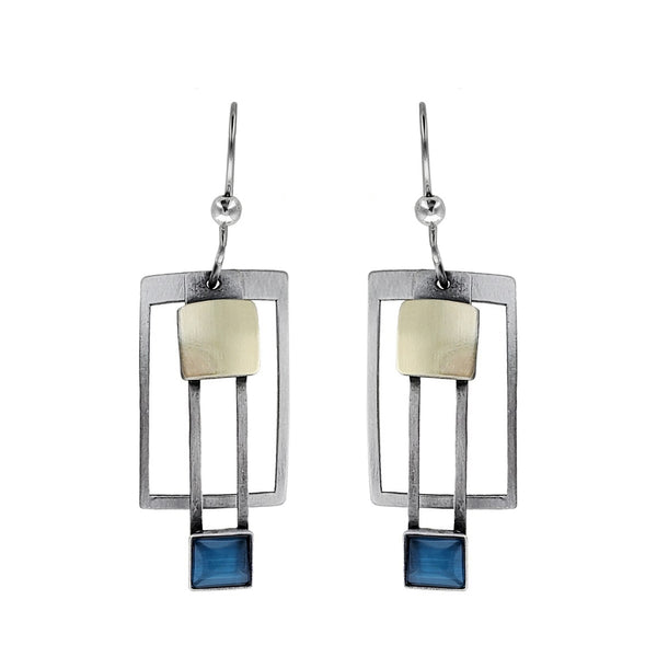 Christophe Poly Elegant Layered Blue Glass Earrings