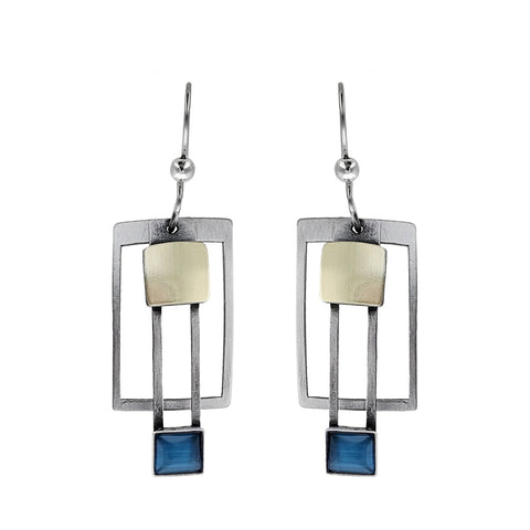 Christophe Poly Elegant Layered Blue Glass Earrings