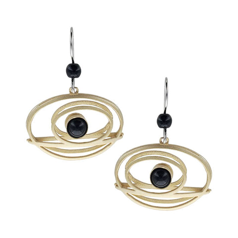 Christophe Poly Gilded Deco Ovals Earrings