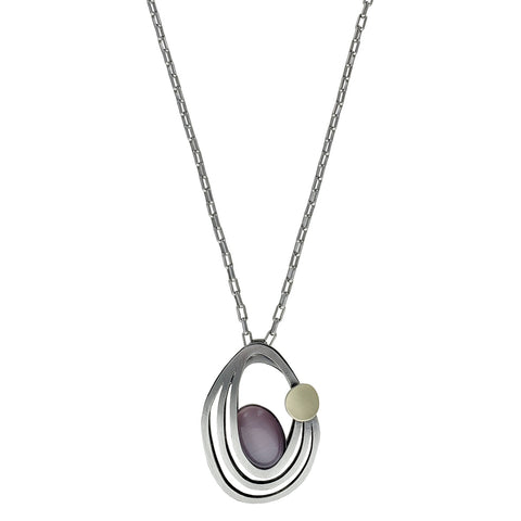 Christophe Poly Harmonious Ovals With Purple Long Chain Necklace