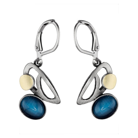 Christophe Poly Petite Sea Blue Oval Earrings