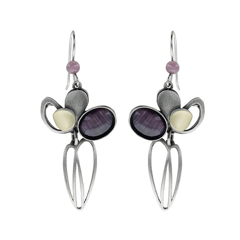  Christophe Poly Purple Artisan Heart Dangle Earrings