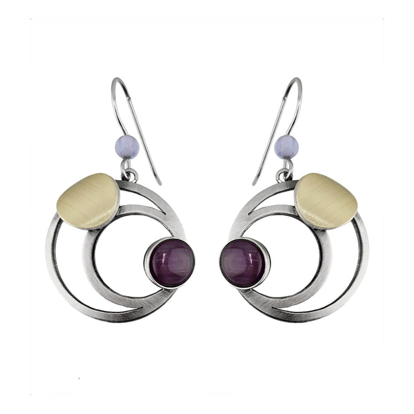 Christophe Poly Purple Orbiting Circles Earrings