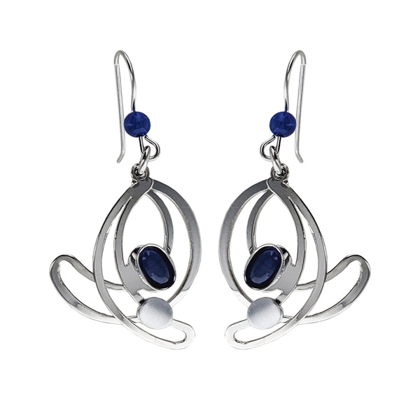 Christophe Poly Silver Blue Swirl Earrings