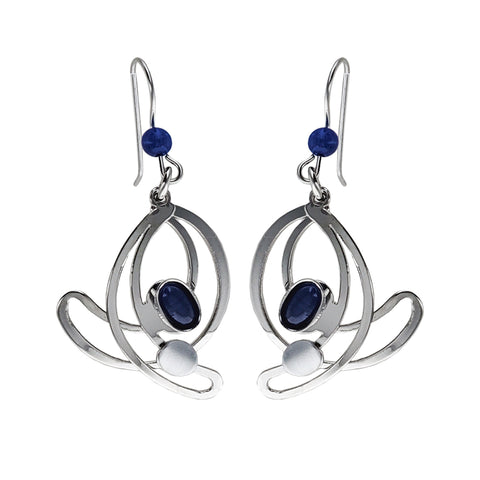 Christophe Poly Silver Blue Swirl Earrings