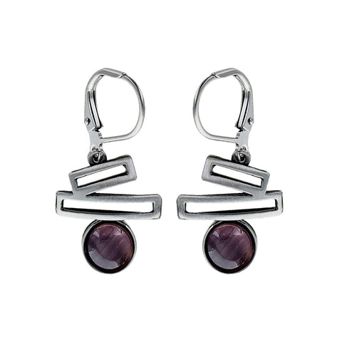 Christophe Poly Slender Rectangles Purple Earrings