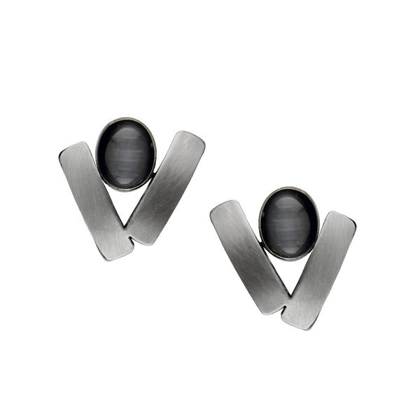 Christophe Poly Sliding Silver Gray Post Earrings