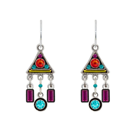 Firefly Mosaic Colorful Architectural Triangle Earrings
