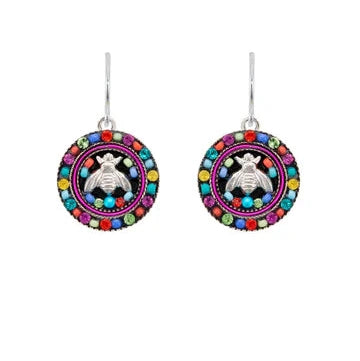 Firefly Mosaics Colorful Bee In Garden Earrings