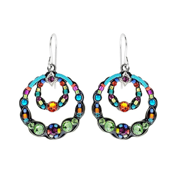 Firefly Mosaics Colorful Scalloped Double Hoop Earrings
