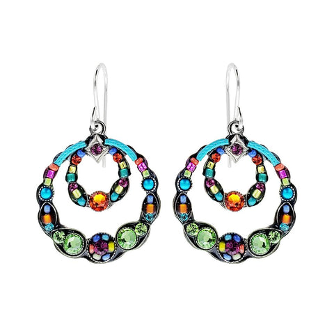 Firefly Mosaics Colorful Scalloped Double Hoop Earrings