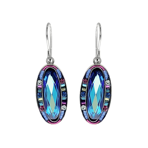 Firefly Mosaics Oval Faceted Bermuda Blue Drop Earrings