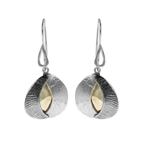 Israeli Dganit Hen Mixed Metal Layered Petal Earrings