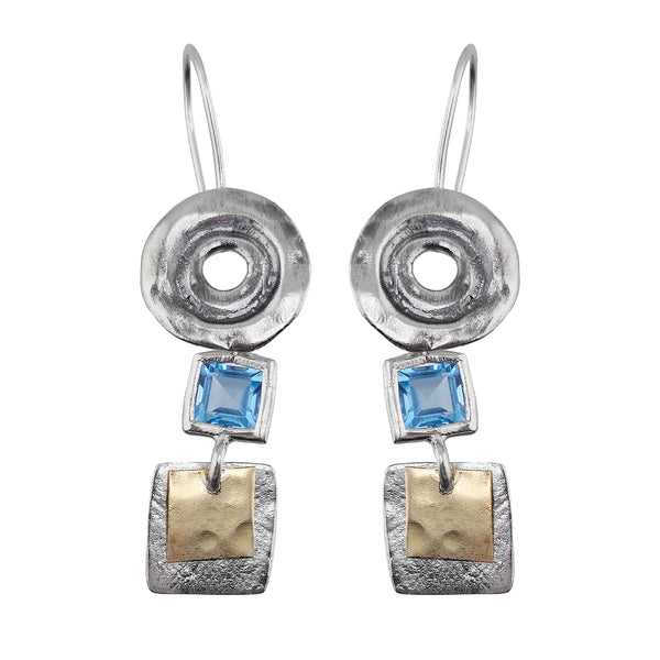 Israeli Dganit Hen Ocean Kiss Blue Topaz Earrings