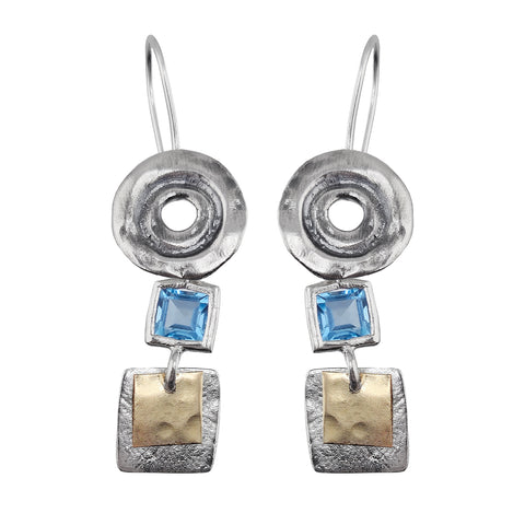 Israeli Dganit Hen Ocean Kiss Blue Topaz Earrings