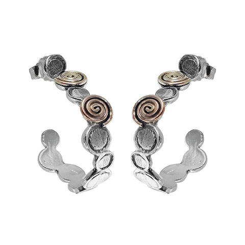 Israeli Dganit Hen Playful Path Hoop Post Earrings Closer View