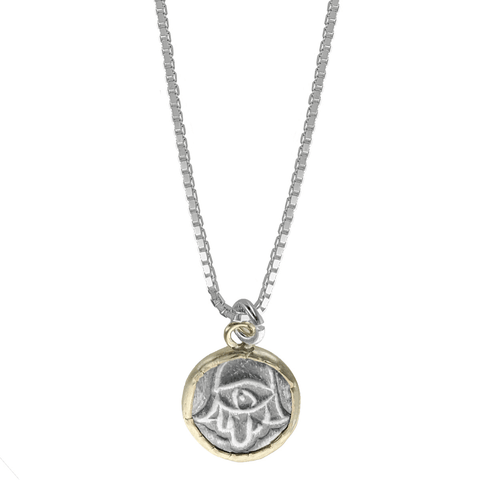 Israeli Kobi Roth Petite Gold Wrapped Sterling Hamsa Protection Necklace