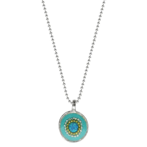Israeli Minimalist Blue Opal Pools Pendant Necklace