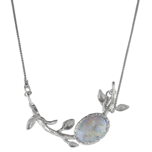 Israeli Roman Glass Draping Vine Necklace