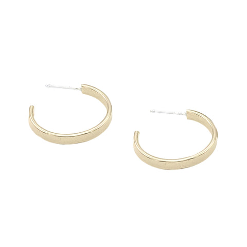 J & I Classic Gold Hoop Post Earrings