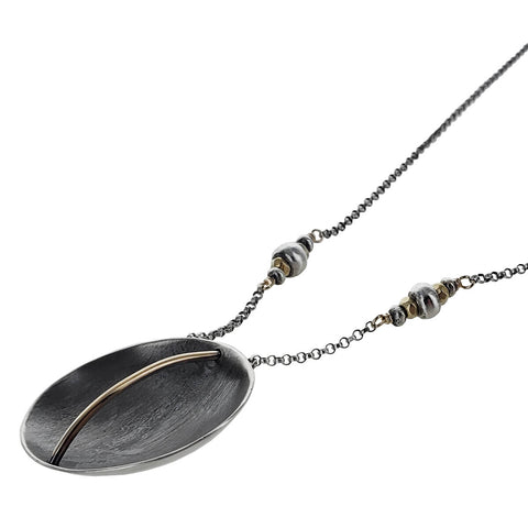 J & I Silver Gold Urban Arch Necklace Side View