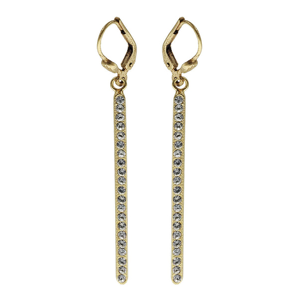 La Vie Parisienne Swarovski Crystals Gold Stick Earrings