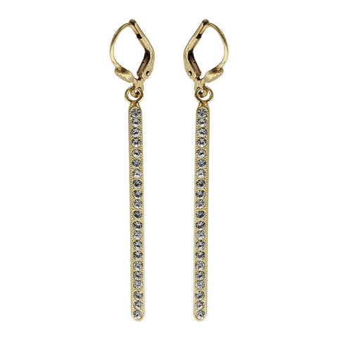 La Vie Parisienne Swarovski Crystals Gold Stick Earrings