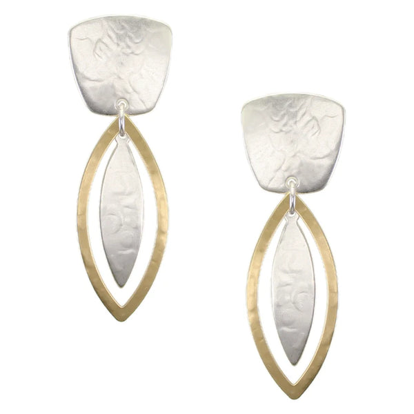 Marjorie Baer Tapered Clip Top Leaf Drop Earrings