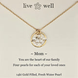 Mothers Love Four Pearls Necklace On Card By Live Well