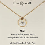 Mothers Love Three Pearls Necklace On Card By Live Well