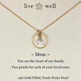 Mothers Love Two Pearls Necklace On Card By Live Well