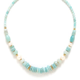 Ori Tao Bijoux Captivating Blend Of Amazonite And Freshwater Pearls Necklace