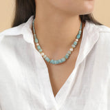 Ori Tao Bijoux Captivating Blend Of Amazonite And Freshwater Pearls Necklace On
