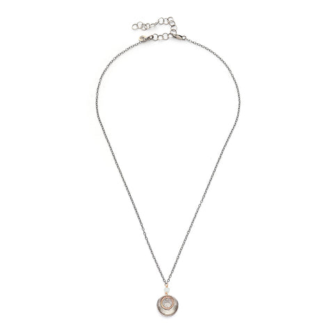 J & I Amazonite Hoop Disc Necklace Full View