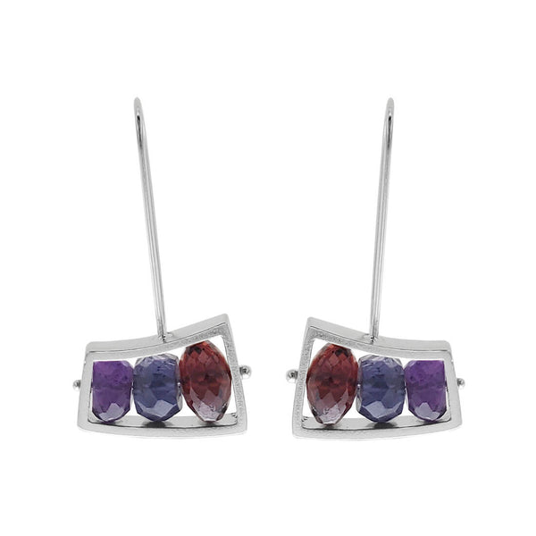 Ashka Dymel Sliding Wedge Gemstone Earrings