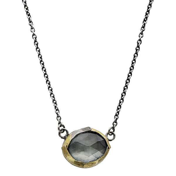 Austin Titus Moss Aquamarine Gold Silver Wrapped Necklace
