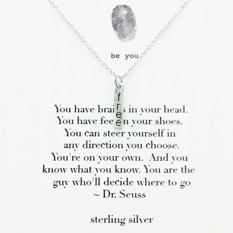 b.u. Dr. Suess Freedom Quote Necklace