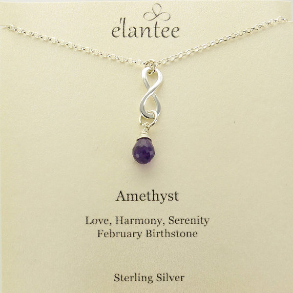 Amethyst February Birthstone Infinity Necklace On Quote Card