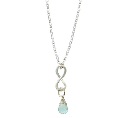 Aquamarine March Birthstone Infinity Necklace