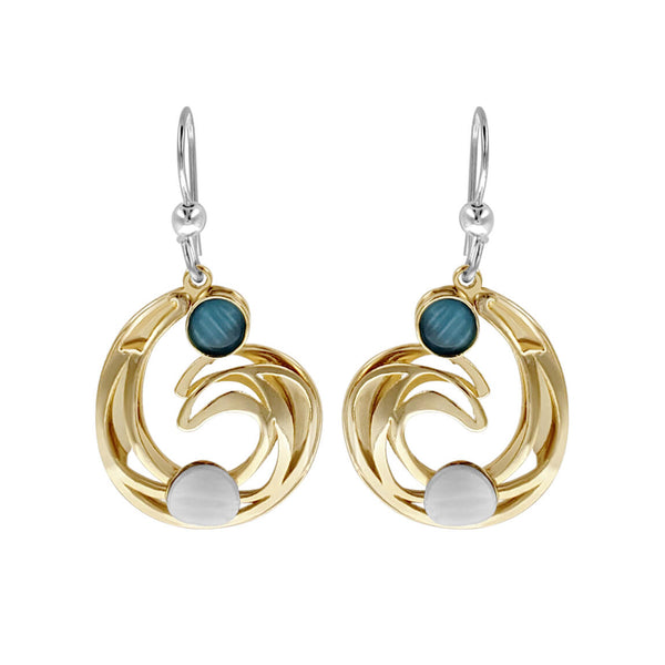 Christophe Poly Gold And Blue Swirl Earrings