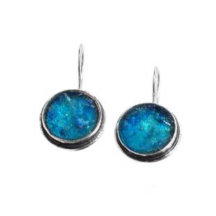 Circular Roman Glass Sterling Silver Earrings