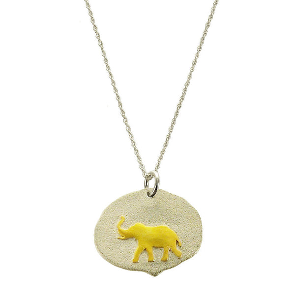 Elephant Gold On Sterling Necklace