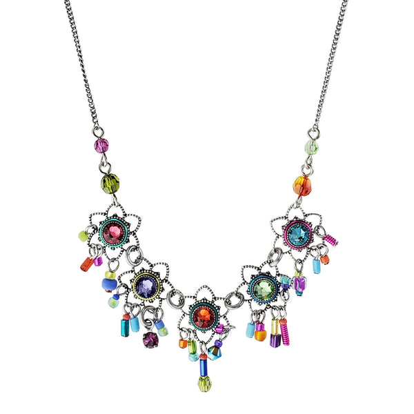 Firefly Mosaic Colorful Five Flowers Necklace