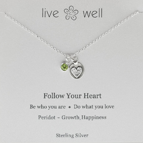 Follow Your Heart Inspirational Charm Necklace By Live Well