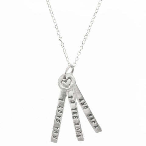 I Love You To The Moon And Back Sterling Tabs With Heart Necklace